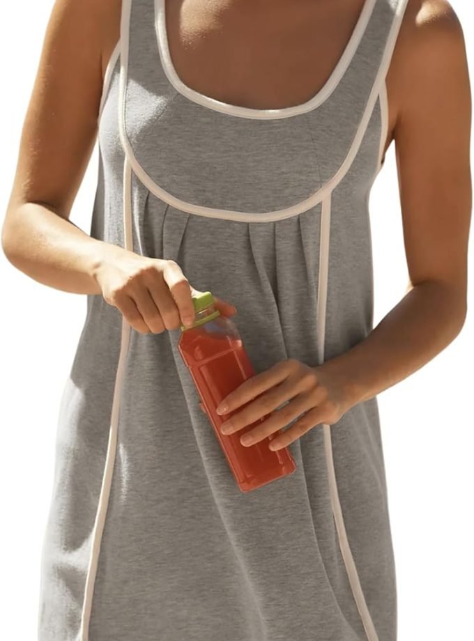 Women Summer Sleeveless Athletic Mini Sundress, Oversized Loose‑Cut Tennis‑Style Workout Dress